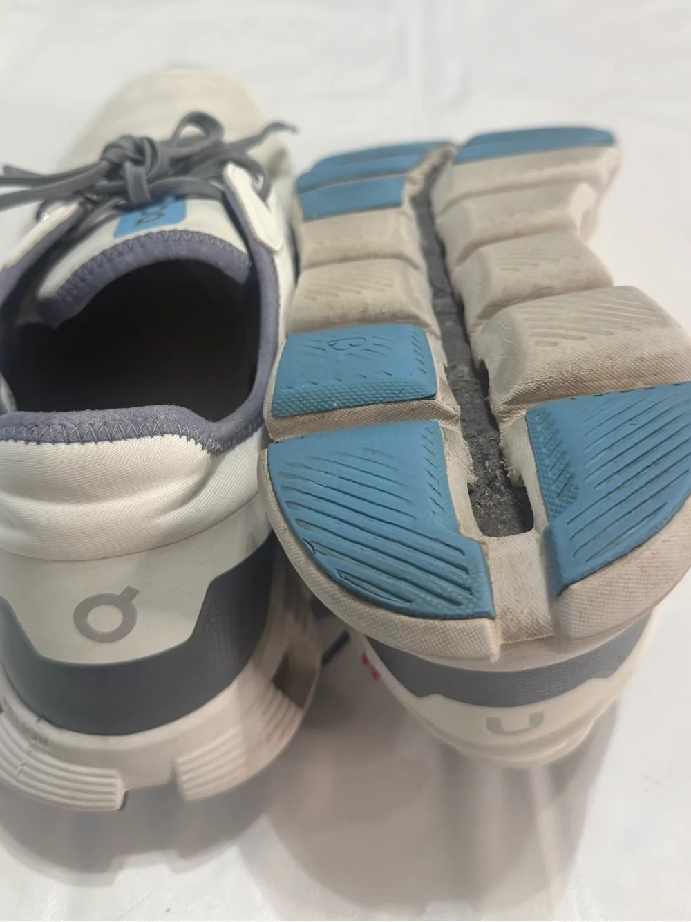 On Running White Sneakers with Light Blue Inner Lining - Picture 6 of 6